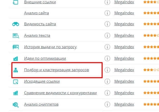 Кластеризация запросов с помощью Мегаиндекс Подбор и кластеризация запросов