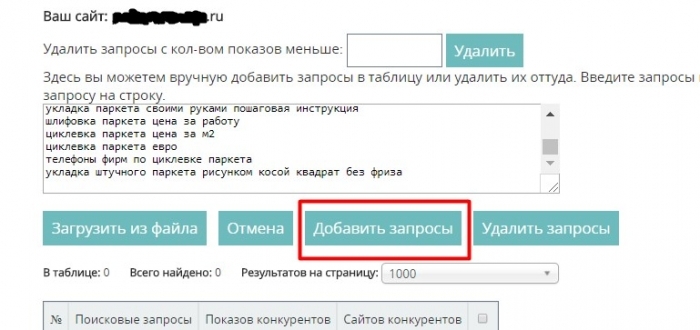 Добавить запросы для группировки Добавление запросов в сервис